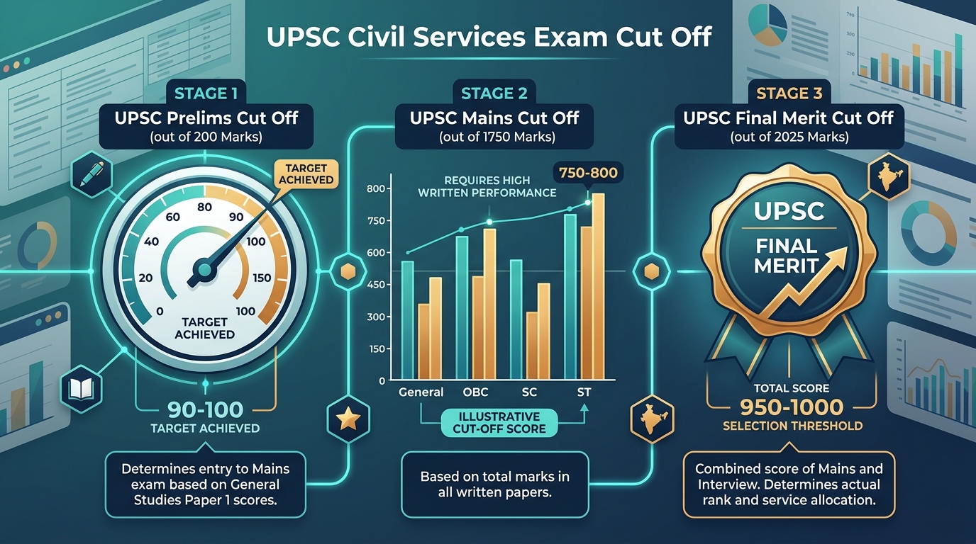UPSC Cut Off: Prelims, Mains and Final Merit Architecture